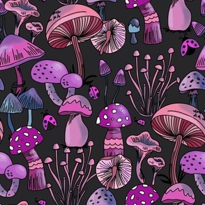 Mushrooms Collection - Pink & Black - S 