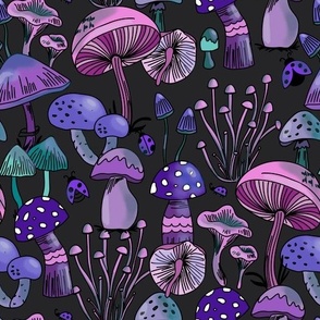 Mushrooms Collection - Purple & Black - S 