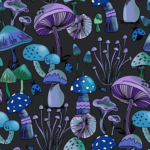 Mushrooms Collection - Dark Blue - S 