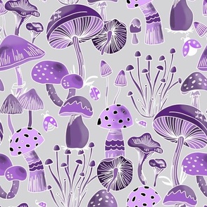 Mushrooms Collection - Purple & gray - S 