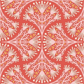 Happy-Romantic-Vintage-Daydream-Flowers-pink-white-yellow-on-coral-red-L-large