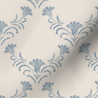 (M) Elizabeth, a French country cottage core design in dusty blue and alabaster off white