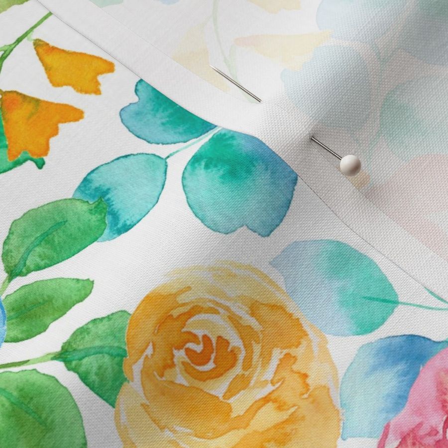 Damask rose garden watercolor florals