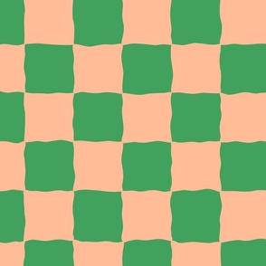 Peach and Green Funky Checkers