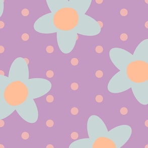 Polka dot flowers - Jumbo - peach fuzz & sweet cornflower - today could be the day
