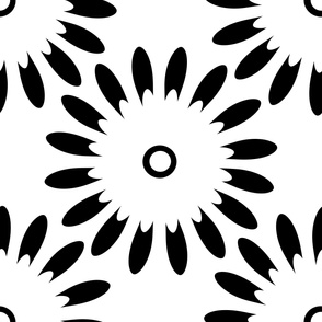 Retro Black & White Floral Extra large Scale