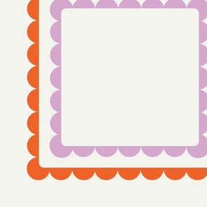 Orange and Lavender Pink Scalloped Dinner Napkins 