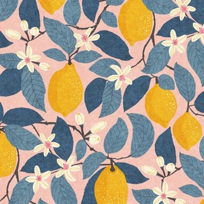{Textured} Lemon Tree - Blush Pink & Blue (XL)