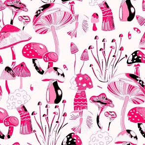 Mushrooms Collection - Pink and Black - M