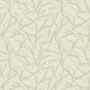 Wild White Flowers in Neutral Linen Cream