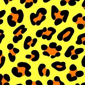 Neon Leopard - Large - Bright Lemon Yellow & Hot Hazard Orange - Florescent Fun