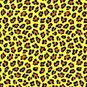 Neon Leopard - Small - Bright Lemon Yellow & Hot Hazard Orange- Florescent Fun