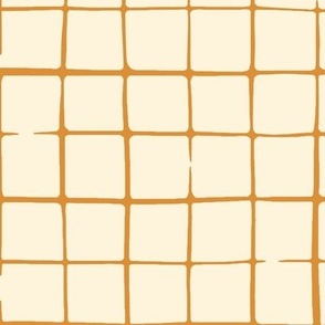 Handdrawn Grid Cream With Orange LARGE
