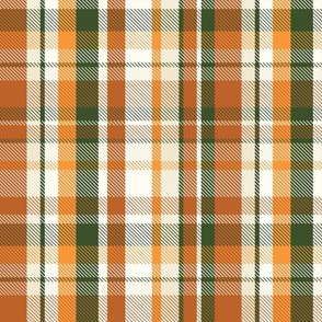 (L) Plaid burnt orange saffron evergreen natural Christmas large 12 inch