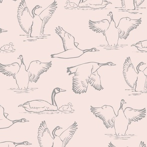 Inky Goose Pattern Pink And Grey Png