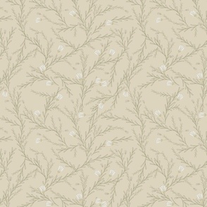 Wild White Flowers in Cashmere Cream