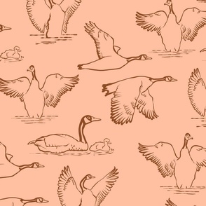 Inky Goose Pattern-Peach And Copper