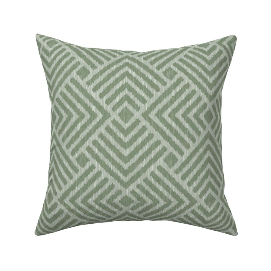 Geometric IKAT inspired Concentric Diamonds in textured monochromatic, OLIVE, 12in