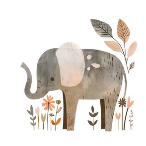 Jumbo Adorable Elephant in Nature - Kids Room Decor