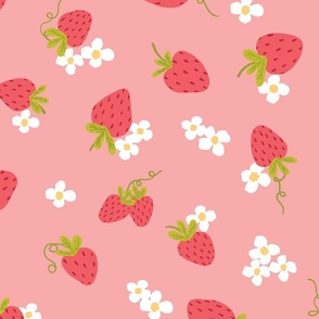 Strawberry Picking Pink - Large Scale