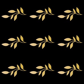 Black and Gold Leaves Gradient Rotated