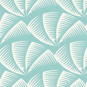 Life in the Wilderness - Modern Decor Palm Leaves on Pastel Light Turquoise / Large / Eva Matise
