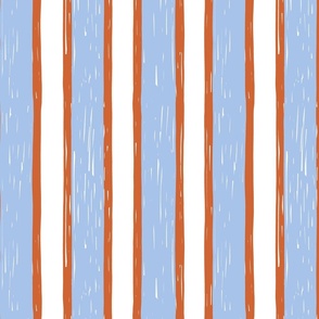 sketched stripes/coral and blue