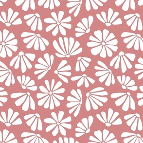 simple vintage boho daisies - pink - large