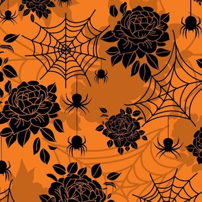 Novelty Halloween Spider web with Roses Large  