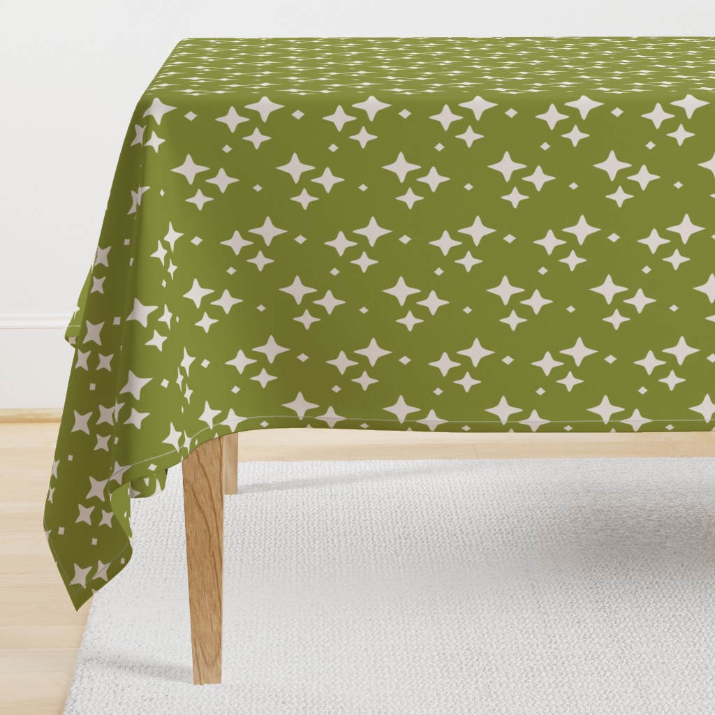 Ivory Stars on Sage Green Halloween Fabric - M