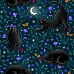 Moonlight Meadow Cats — Cottagecore Halloween