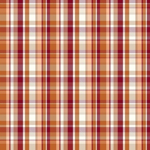(S) Plaid natural Christmas cranberry red burnt orange peach fuzz caramel taupe small 6 inch