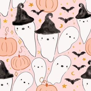 Halloween Cute Witch Ghosts 12x12 Kids Fall Halloween Bats Pumpkins Ghouls