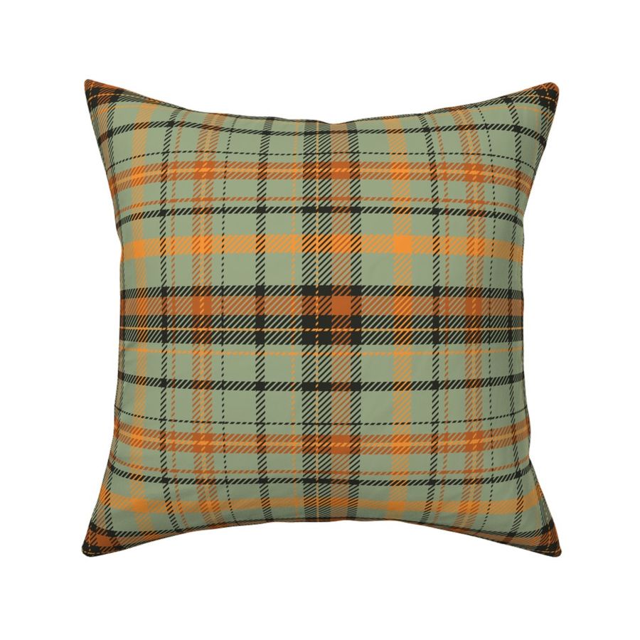 (M) Preppy Autumn Cabincore Timeless Plaid in sage green and saffron orange