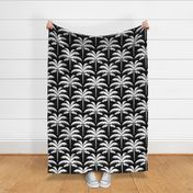 big// Vintage Palm Trees Tropical Retro Old Hollywood Scallop Metallic Palms Black Backround