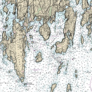 Boothbay Harbor and Linekin Bay nautical map- fat quarter size