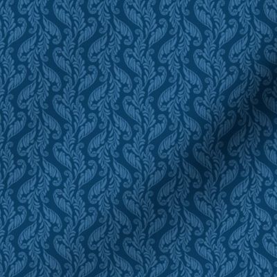 fiddlehead fern vine dark navy blue small scale