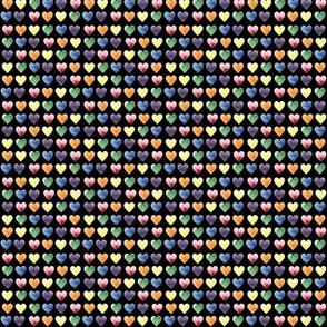 Tiny Rainbow Watercolor Hearts on Black