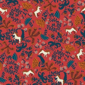 Unicorns Red Tapestry (SMALL)