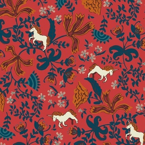 Unicorns Red Tapestry (LARGE)