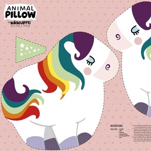 Unicorn Animal Pillow Cut and Sew