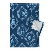 Seaweed Tails Ogee Sky Blue on Navy medium 