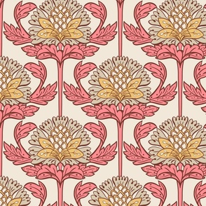 vintage bloom-art nouveau-classic-pink and white-medium scale