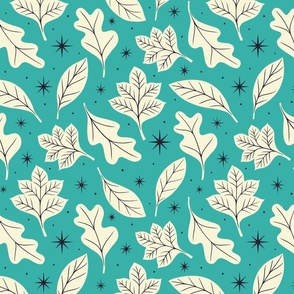 Cosy Witch Falling Leaves (Turquoise and Cream)