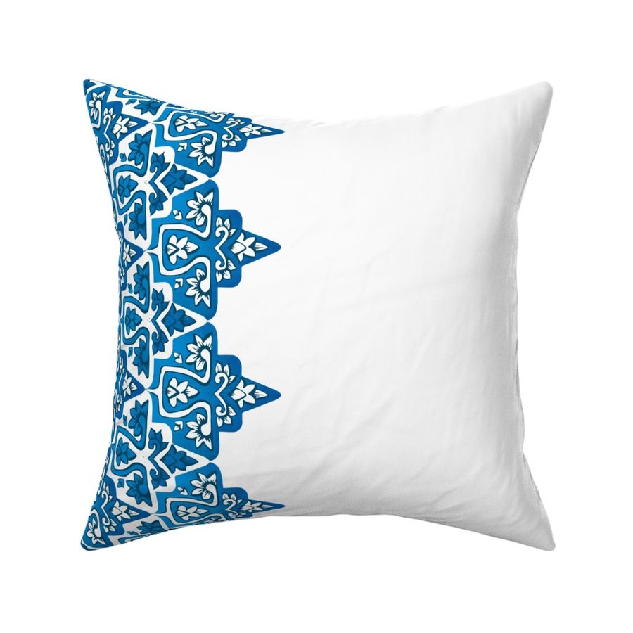 Boarder print Attica Floral Scallop - Blue and White Handdrawn