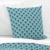 Scallop Fans - Tropical Teal Blue on White Background GLS 4002