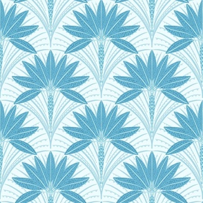 Hollywood art deco style palm trees in teal blue