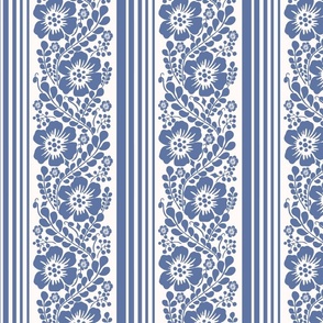 climbing floral stripes - denim blue 