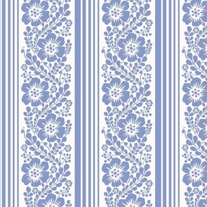 climbing floral stripes - cornflower blue