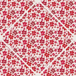 24” Red Berries Retro Florals Diamond Tile - Large